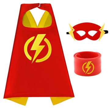 Mizzuco Dress Up Capes For Kids Superhero Cloak With Mask And Waistband Halloween Costumes And Party Dress Up(Gold Yellow)
