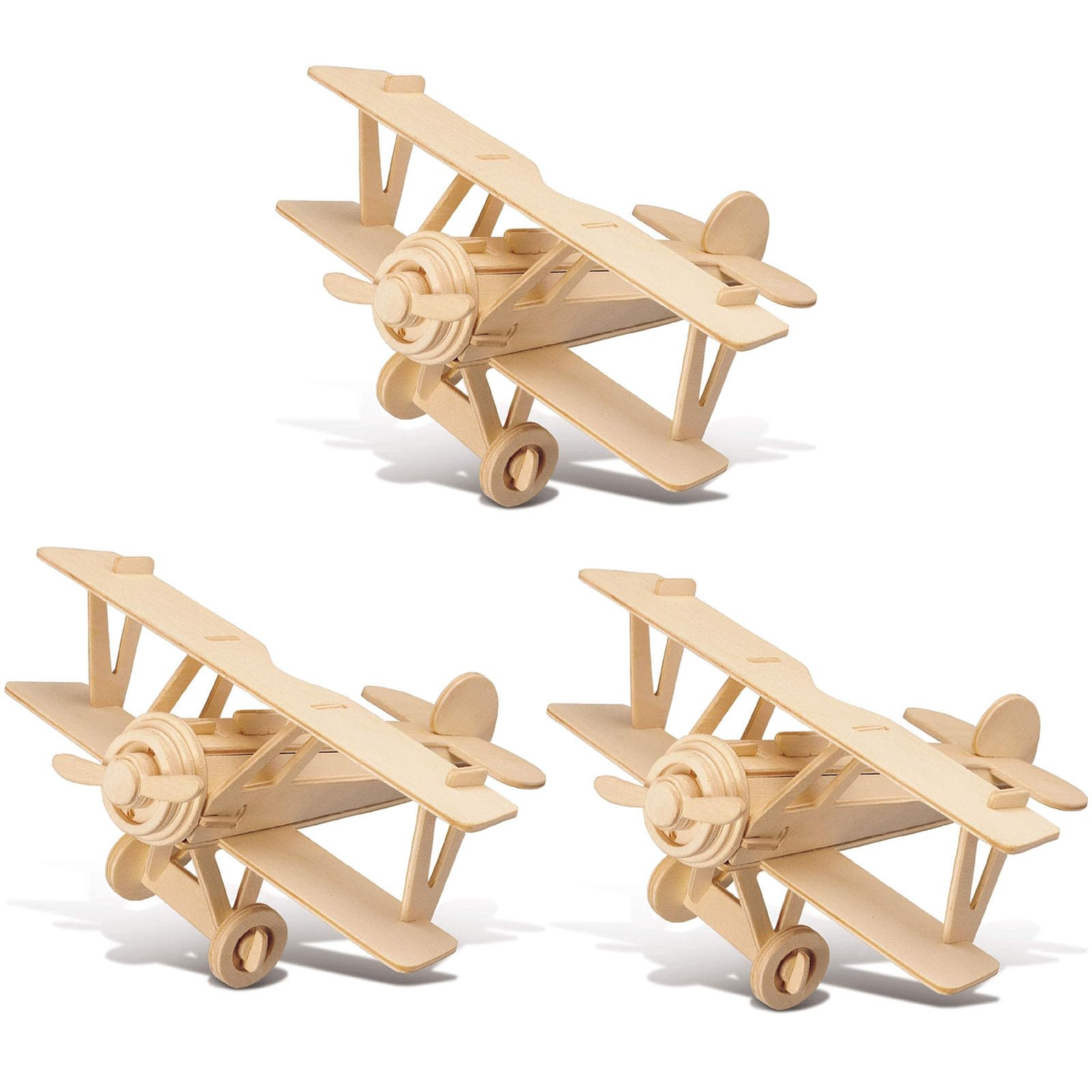 TOYANDONA 3 Pack Wooden DIY Crafts Plane, Mini Assemble Painting Airplane Model Toys Wood 3D Puzzles Construction Kits for Kids 