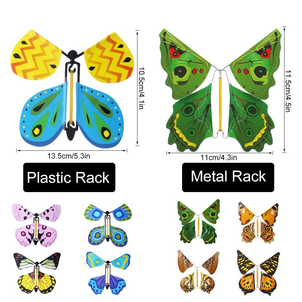 Outee Flying Butterfly Cards - 24 Packs, Large, Colorful, Rubber Band Powered Fairy Toy, Great for Xmas & Teacher Appreciation Gifts
