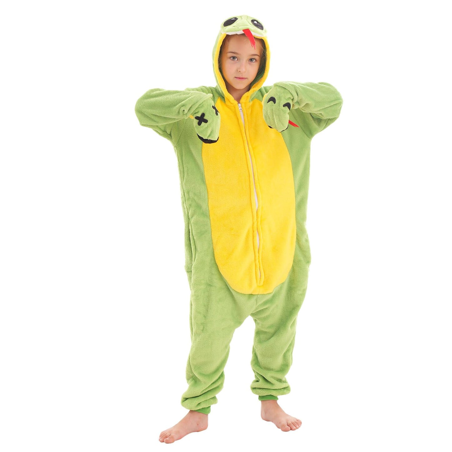 TYONMUJO Animal Onesie Costume for Kids Halloween Costumes for Girls Boys Cosplay Outfit Green Snake 110