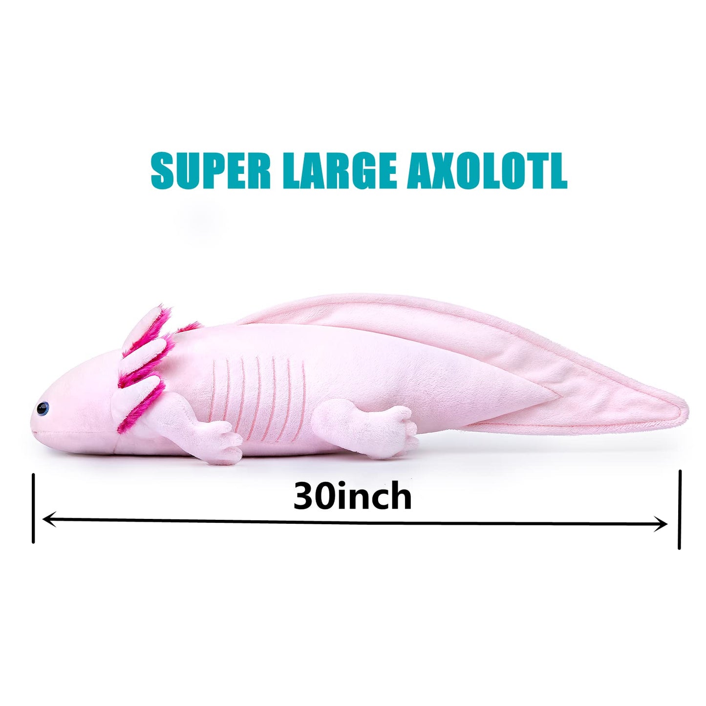 Zhongxin Made Large Axolotl Stuffed Animal - Giant Weighted Pink Axolotl Plush Toy, Realistic 30Inch Cute Ambystoma Creepy Amphi