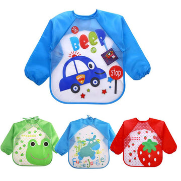 EchoDone 4 Packs Waterproof Childrens Art Smock Kids Painting Aprons Long Sleeve Smock for Eating 1-4 Years