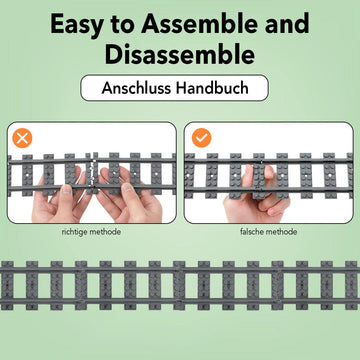 Etarnfly 60Pcs City Train Tracks, Straight And Flexible Train Tracks Accessories - Railroad Building Toy Compatible With Major B