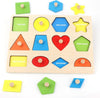 Wudly Kids Wooden Shape Sorter Puzzle Board, 12 Geometric Shapes, Educational Learning Toy For Pretend Play Group