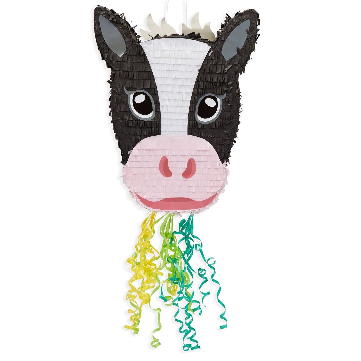 Blue Panda Pull String Cow Pinata For Farm Birthday Party Decorations - Baby Shower Supplies For Both Boys & Girls - Cow Theme Pinata (Small, 16.5 X 13 X 3 Inch)