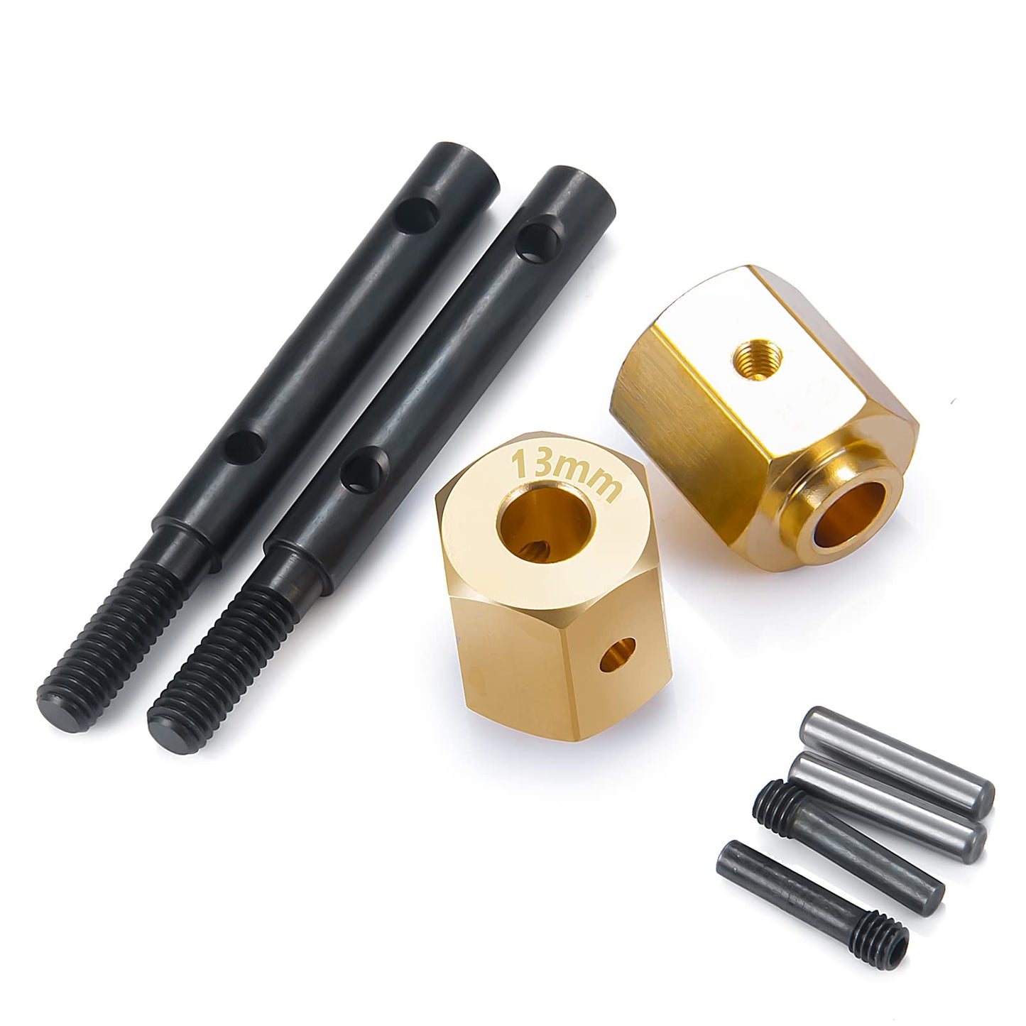 MORLORDY RC Portal Drive Stub Axle 13mm Extension Brass Hex Adaptor Set for 1/10 Scale RC Crawler Car SCX10 III AXI03007 JLU AXI