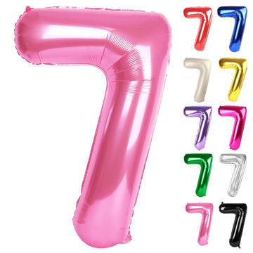 Pink Number 7 Balloon 40 Inch, 7 Balloon Number, 7Th Birthday Decorations, Pink Party Supplies For Boys Girls