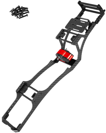 Rcmyou Rc Carbon Fiber Frame Chassis W/Gearboxes Upgrades Part For 1/10 Axial Scx10 Scx10 Ii 90046 90047 Rc Crawler Car,Red
