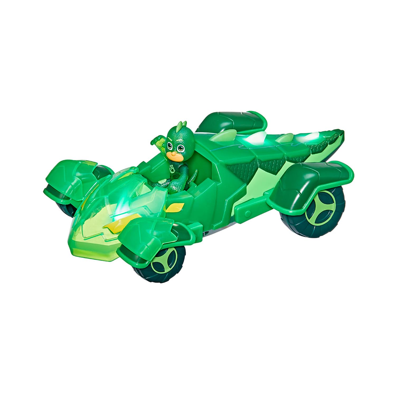 Pj Masks Glow & Go Gekko-Mobile Preschool Toy Vehicle, Gekko Car Light-Up Racer With Gekko Action Figure For Kids Ages 3 And Up