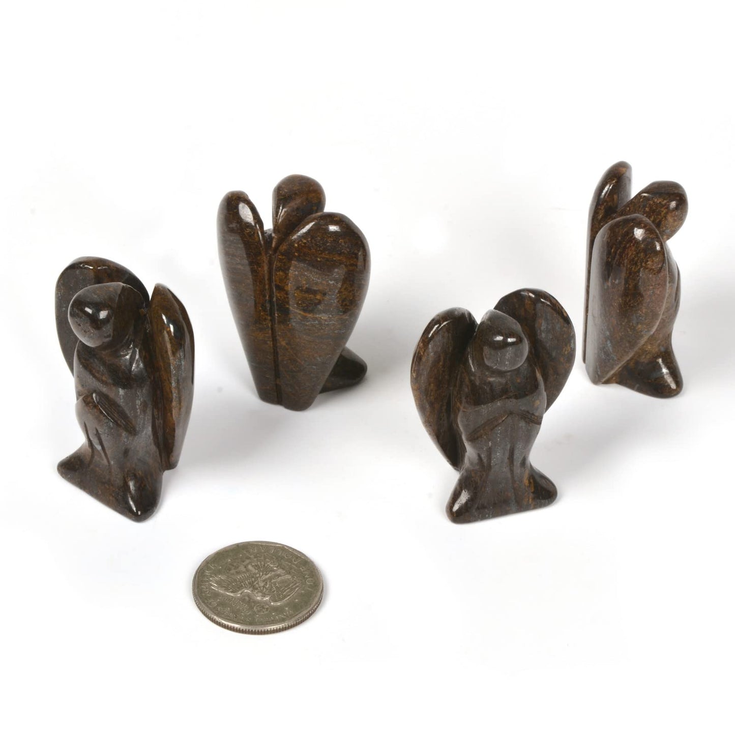 Justinstones Carved Bronzite Gemstone Peace Angel Pocket Guardian Angel Healing Statue 2 Inch