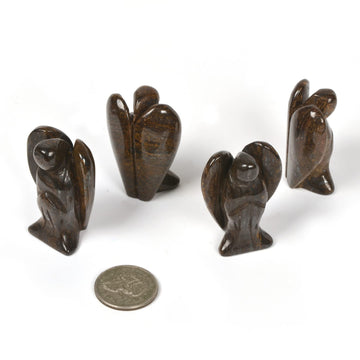 Justinstones Carved Bronzite Gemstone Peace Angel Pocket Guardian Angel Healing Statue 2 Inch