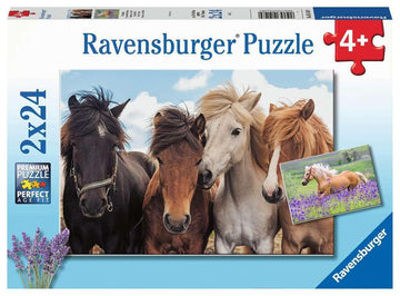 Ravensburger Horse Love Puzzle for Children, 2 x 24 Pieces, Cardboard, 26 x 18 cm, Yellow, Model 05148