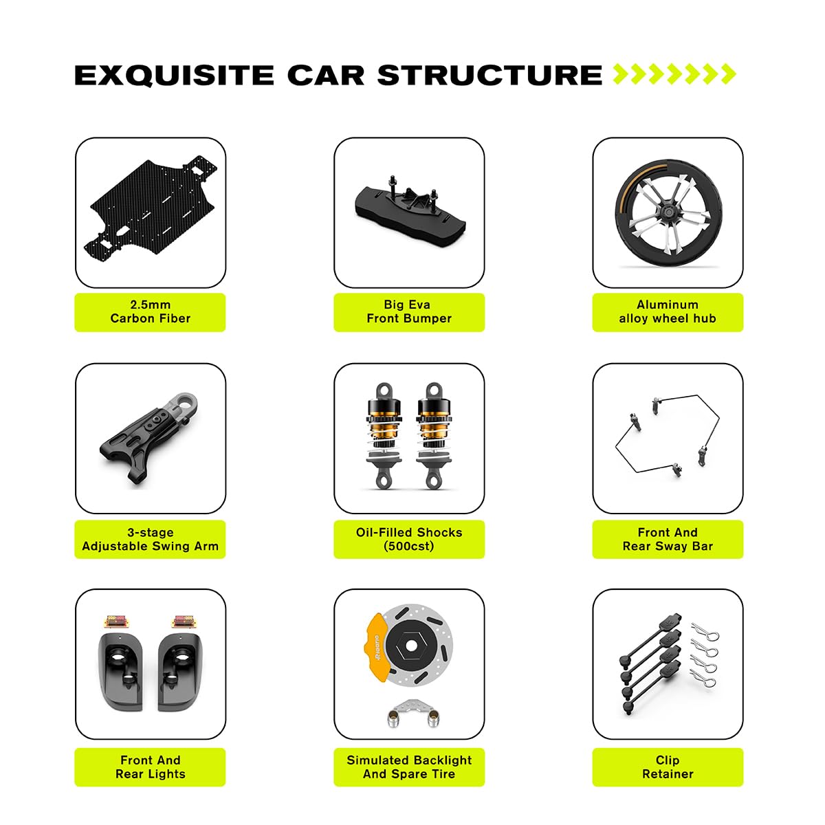 AMORIL 1/10 Fast Brushless RC Drift Cars for Adults,Max 200KM/H Carbon Fiber On-Road Supercar with 3660 3900KV Brushless Motor,1