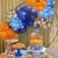 Blue And Orange Balloons, 50 Pcs 12 Inch Orange Royal Blue Metallic Silver Balloons With Ribbons For Birthday Party Wedding Baby