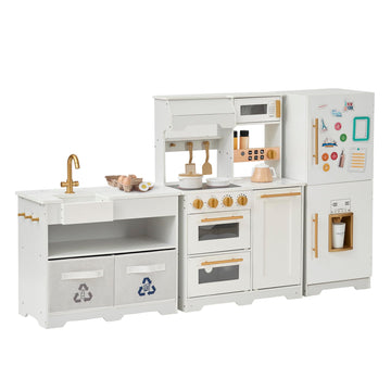 Teamson Kids Little Chef Atlanta Large Modular Wooden Play Kitchen with Interactive, Realistic Features, and 17 Kitchen Accessor