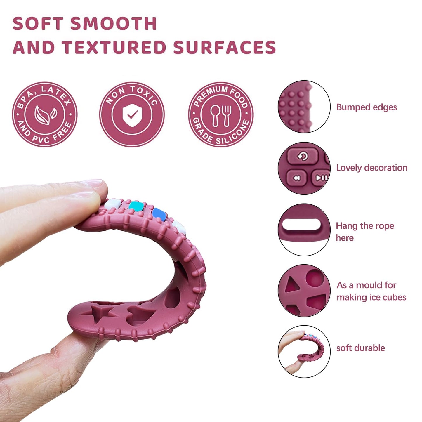 2PCS Baby Cell Phone Toy Infant Teething Sticks, Soft Silicone Baby Remote Control Shape Teethers Toys for Babies 36 Month(Black