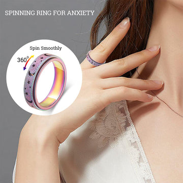 Mhwtty Anxiety Ring For Women Fidget Ring Spinner Rings For Anxiety Fidget Toys Adults Fidget Rings For Anxiety For Women Anxiety Toys Gift For Women Men Rainbow Size 10