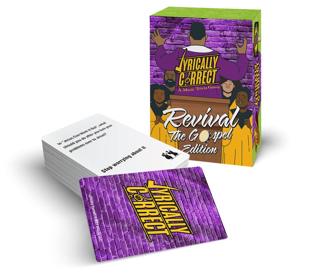 Lyrically Correct Gospel Music Trivia Card Game - Fun Finish The Lyrics Challenge, Purple Cardstock, Perfect for Game Nights and Black History Month
