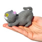 Squishy Stretchy Cat (3.5' To 6.5') Rubber Fidget Sensory Toy Filled With Sand. Great Stress Relief Cat Toy For Kids, Adults And Pets. (Grey Cat)