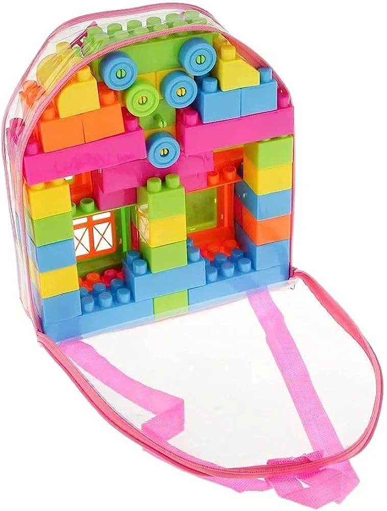 Manos Building Blocks Set For Kids With Storage Backpack, 40+ Colourful Pieces, Educational Construction Toy
