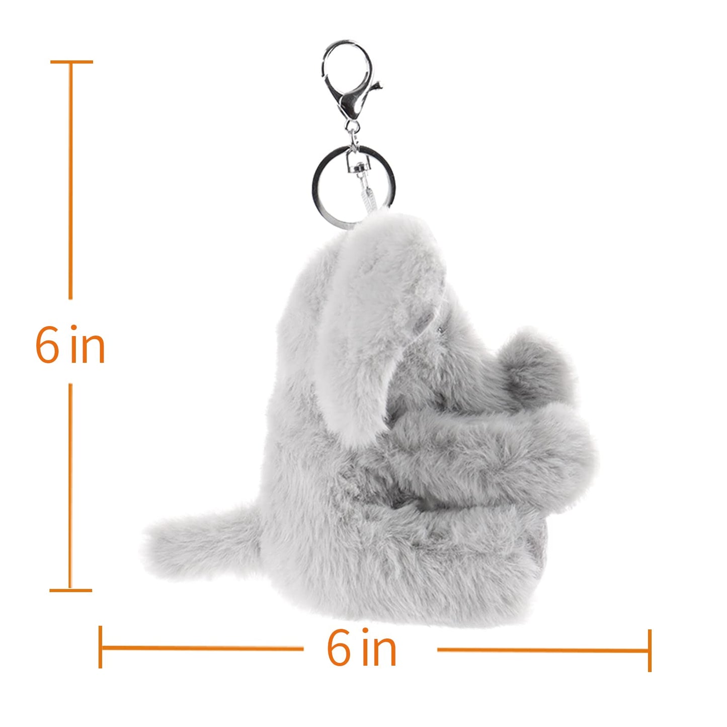 Apricot Lamb Cute Toys Plush Gray Elephant Stuffed Animal Soft Keychain For Kids Bag, Purse, Backpack, Handbag (6 Inches)