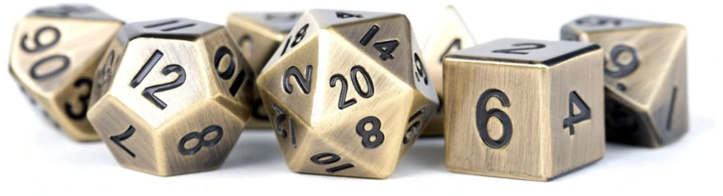 Metallic Dice Games Lic005 16 Mm Antique Gold Metal Dice  Set Of 7