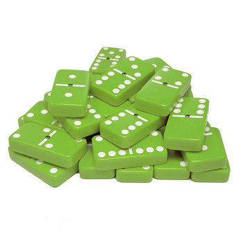 Domino Double 6 Lime Green Acrylic Jumbo Tournament Professional Size In Elegant Black Velvet Bag