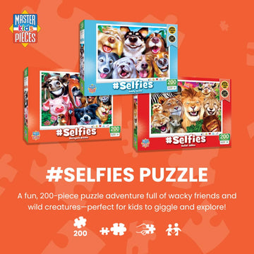 Masterpieces 200 Piece Jigsaw Puzzle For Kids - #Selfies Woodland Wackiness - 14'X19'