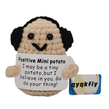 Qyqkfly 1 Pcs Mini Cute Funny Positive Life Bunny Creative Knitted Animal Holding Card Crochet Easter Birthday Christmas Girls G