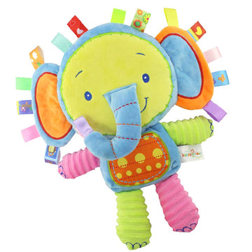 Stohua Baby Tags Toy, Taggie Security Blanket Elephant Stuffed Toy, Baby Plush Sensory Tag Toy With Ribbons & Rattle,Baby, Newborns,Infant