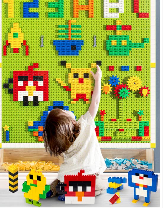 6 Pack Large Building Brick Baseboard In Green, 10 X 10 Inch Baseplates Compatible With Duplo,Mega, Baseplate For Diy Play Table Or Wall