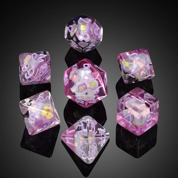 Purple Car Dice Set D&D, DNDND Resin 7 DND Die with Velvet Pouch for Dungeons and Dragons D&D Rolling Games and Tabletop Games(P