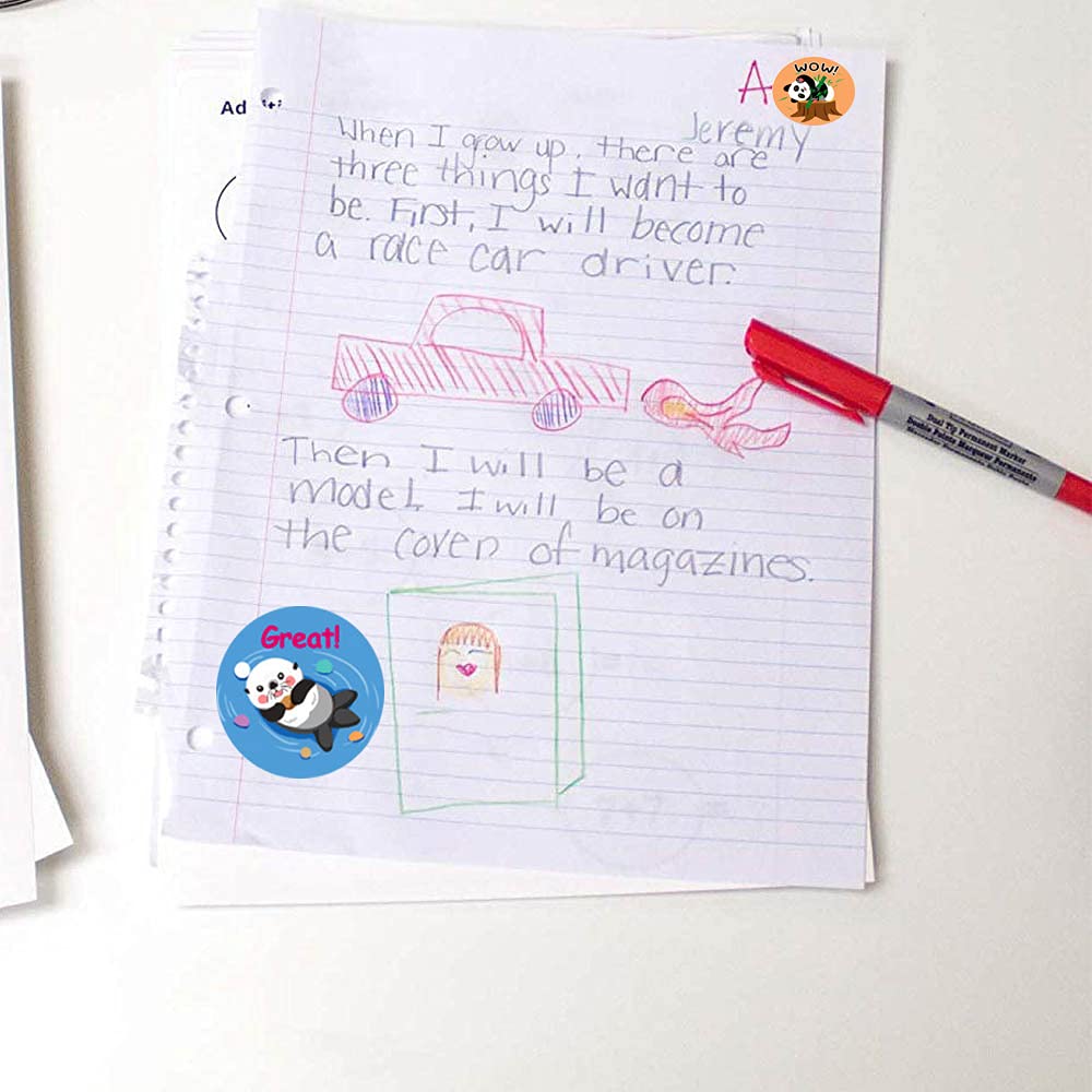 Aisatisforu Cute Animal Reward Stickers For Teachers, Motivational Incentive Stickers For Kids, 500 Pieces Roll 1 Inch Round 8 D