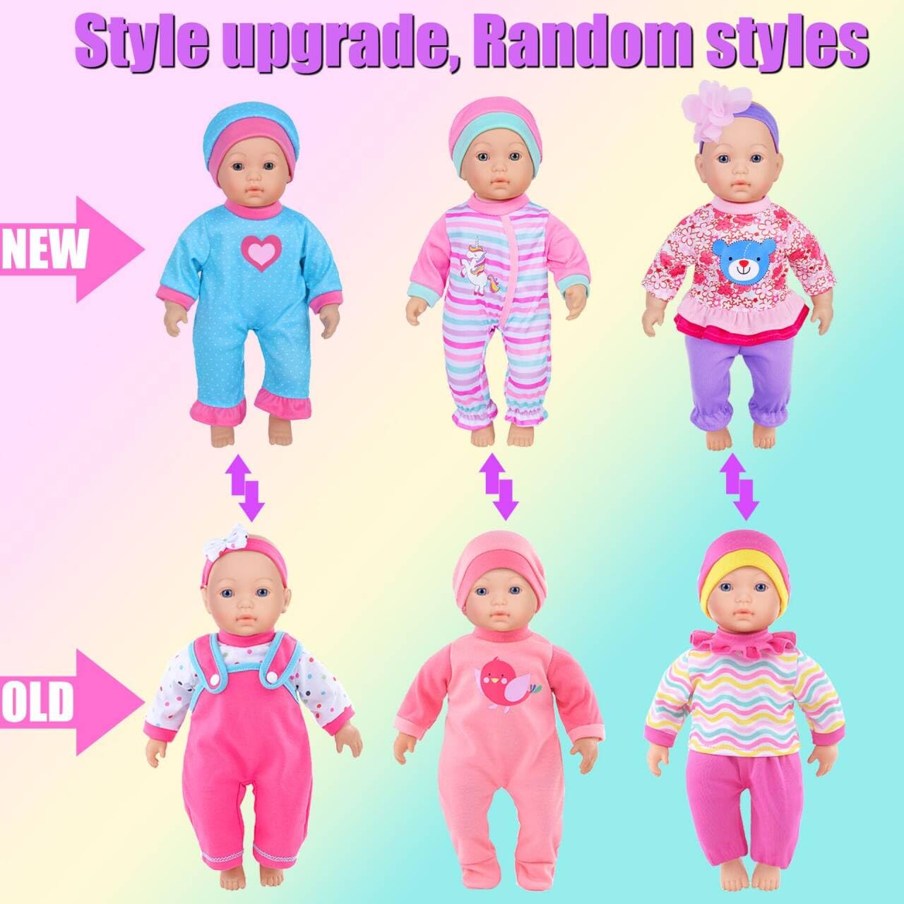 10 Sets Baby Doll Playtime Outfits Clothes Hat Headband Fits For 10 Inch Baby Dolls 12 Inch New Born Baby/Alive Baby Dolls 14 Inch Dolls (No Doll)