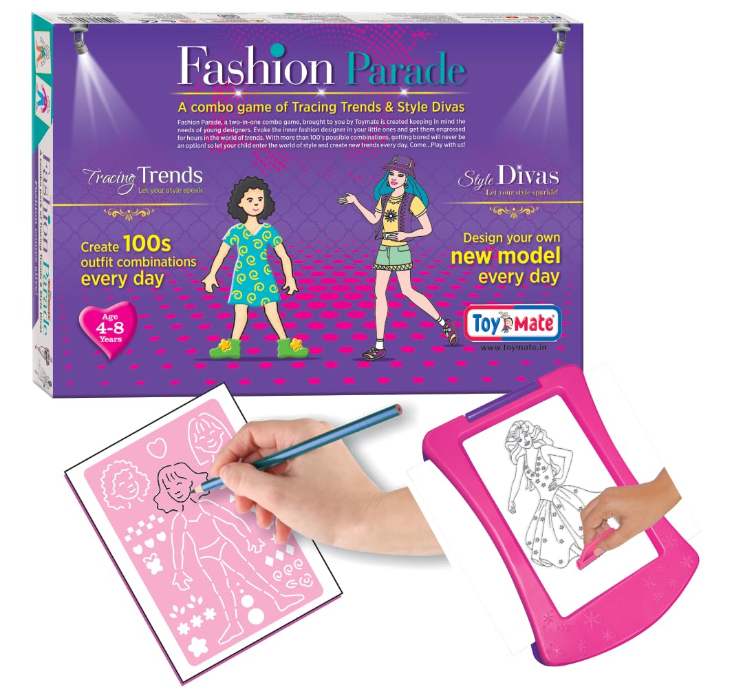 Toymate Fashion Parade  2 In 1 Fashion Design & Tracing Game For Kids | Creative Dress Designing, Educational Diy Art N Craft K