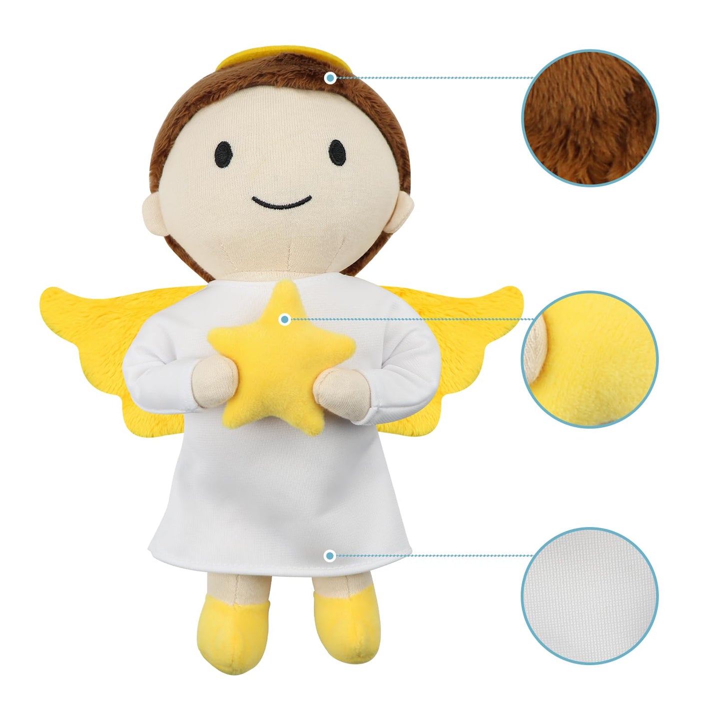 Free-Space Angel Plush Doll Boy/Girl Baptism Gifts Guardian Angel Doll Toy (Angel Doll (Boy))
