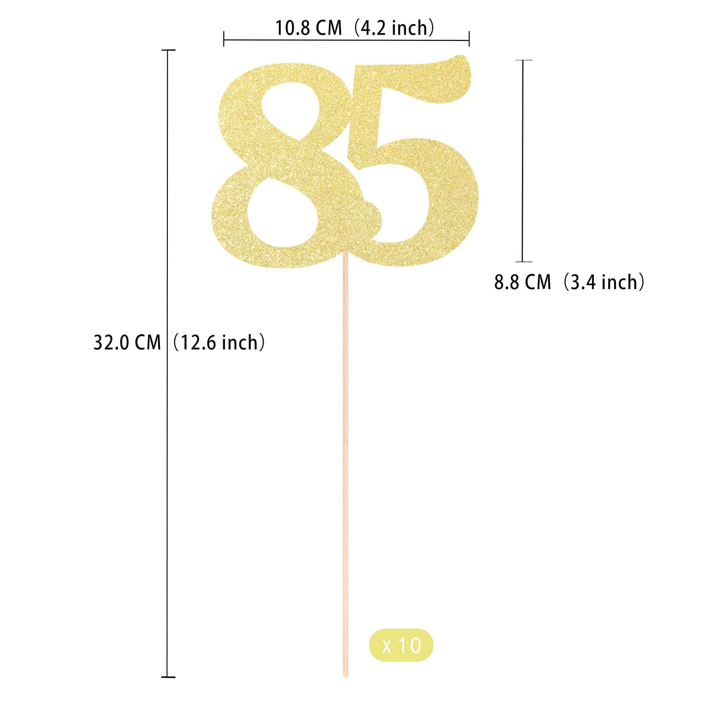 Gexolenu No 85, 10 Pack Double-Sided Gold Glitter 85Th Birthday Centerpieces For Tables, Number 85 Birthday Table Toppers Party