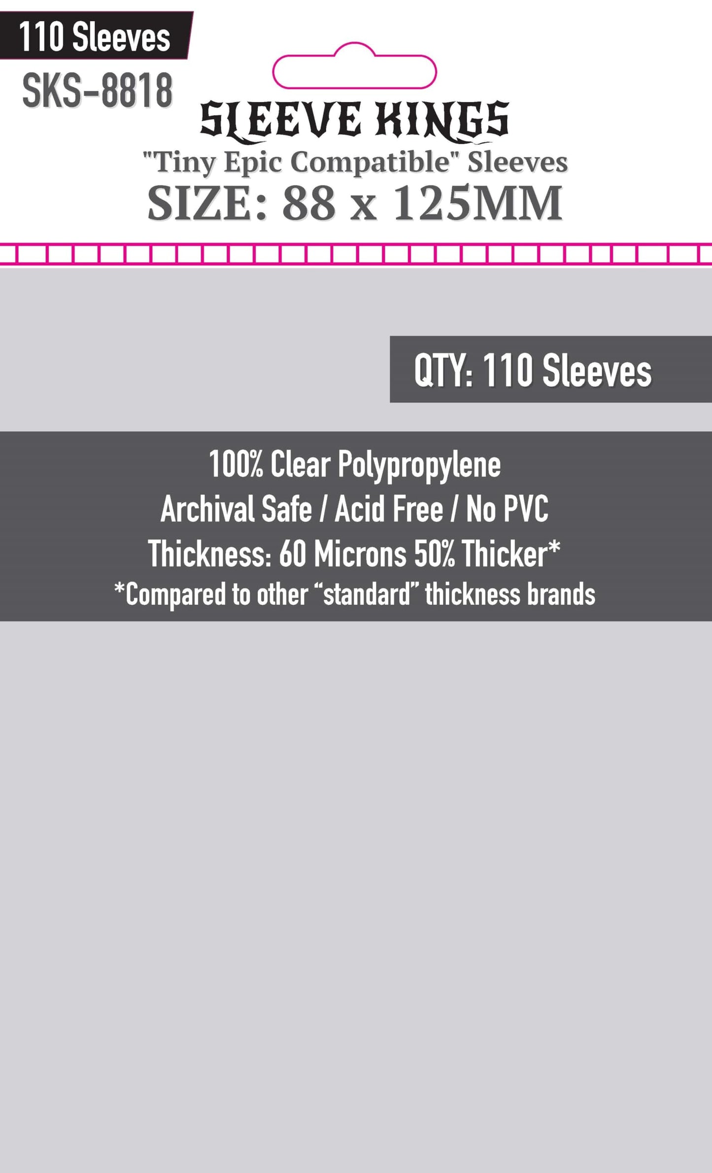 Sleeve Kings Tiny Epic Compatible Sleeves (88X125Mm) - 110 Pack, 60 Microns