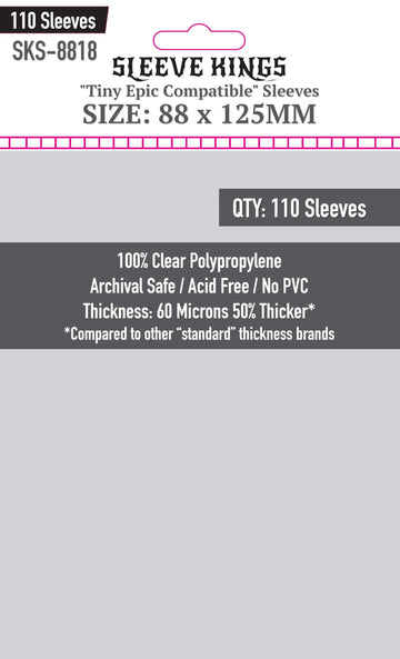 Sleeve Kings Tiny Epic Compatible Sleeves (88X125Mm) - 110 Pack, 60 Microns