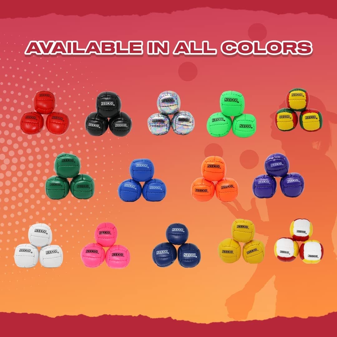 Zeekio Galaxy Juggling Balls - enhanced 12 Panel Genuine Leather Balls - 130g - 67mm - Pack of 3 (Neon Green)