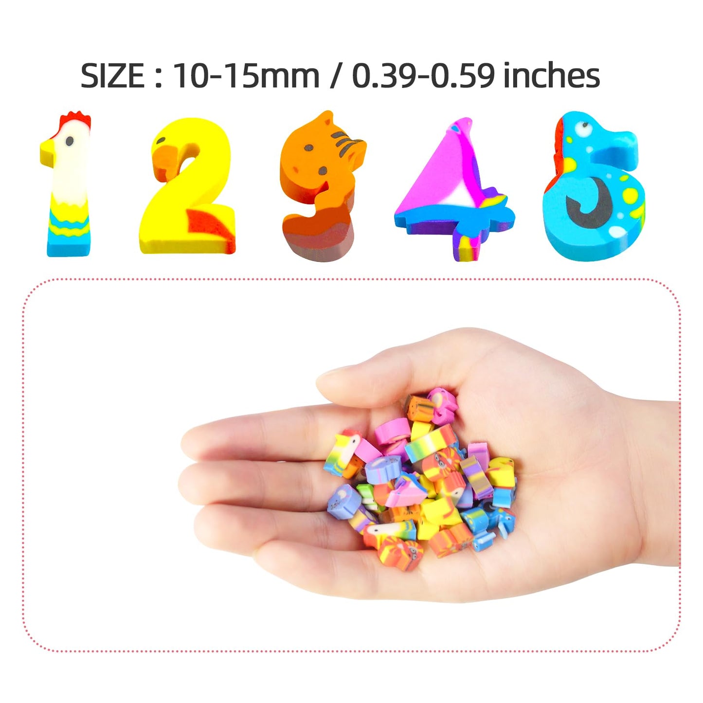 300 Pieces Mini Erasers Assortment Mini Number Erasers Bulk Erasers Kids Fun Erasers Tiny Pencil Erasers Small Erasers Assorted