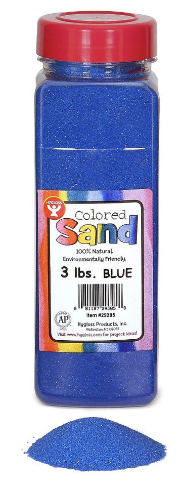 Hygloss Products - 29305 Colored Play Sand - Assorted Colorful Craft Art Bucket O' Sand, 3 Lb, Blue