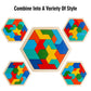 Skrtuan Wooden Hexagon Puzzle For Kid Adults Brain Teaser Blocks Puzzles Games Toy Shape Pattern Block Tangram Geometry Logic Iq Stem Montessori Educational Gift For All Ages Children Boys Girls