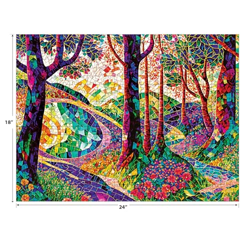 RoseArt - Stained Glass - The Long and Winding Road - 300 mature-themed Piece Jigsaw Puzzle for mature-themeds