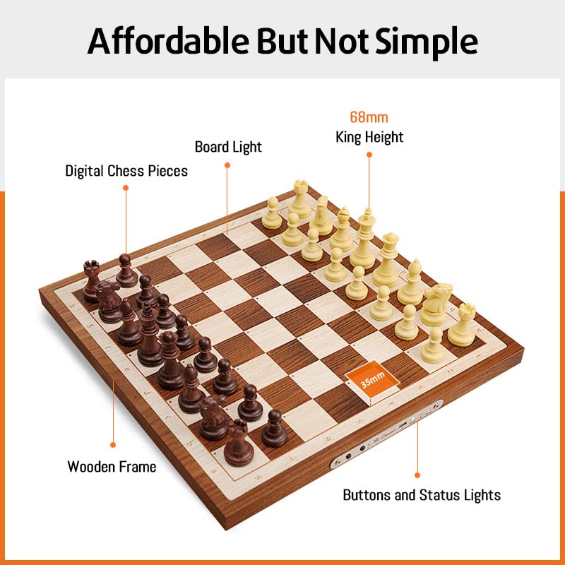 Chessnut Air Electronic Chess Set - Handcrafted Wooden Board, AI Adaptive, 33x33cm, Model CA100