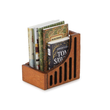 Dollhouse Miniature Desktop Bookshelf With Books Set Wooden Bookcase Furniture Miniature Desktop Organiser Mini House Decoration