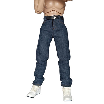 Panchitalk 1/6 Scale Soldier Pants Classic Jeans & Belt Model For 12'' Male Action Figure Body (Navy Blue)
