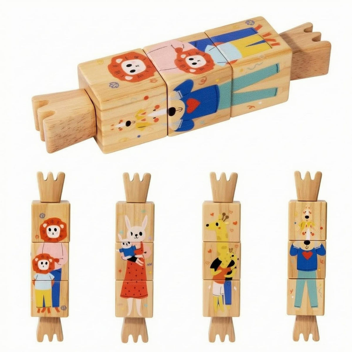 Ojiva Fine Motor Wooden Rotating Puzzle Toy Hand Coordination Rotating Cube Puzzle Logical Thinking Brain Teaser Toy Cognitive S