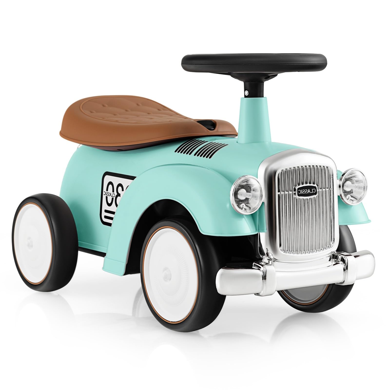 OLAKIDS Ride On Push Car, Toddler Foot-to-Floor Sliding Toy with Steering Wheel, Horn, Under Seat Storage, Kids Racer Walking Gi