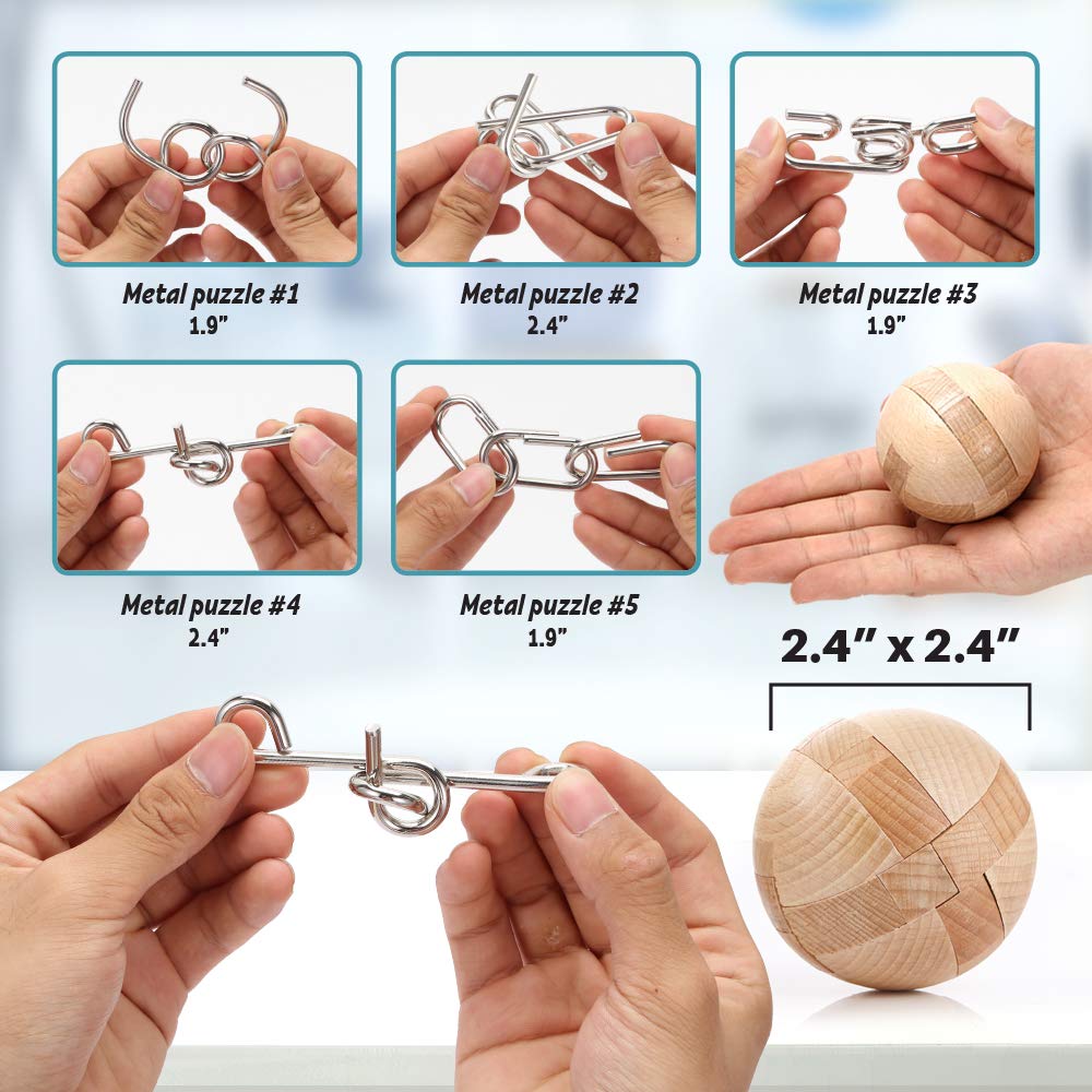 Brain Teasers Metal Puzzles for Kids and mature-themed  Mind  Logic and Game Test Toy for Teens  Disentanglement 3D Coil Cast Wire Chain Intelligence Toy for Party & Office  Best Puzzle Travel Games (Easy)